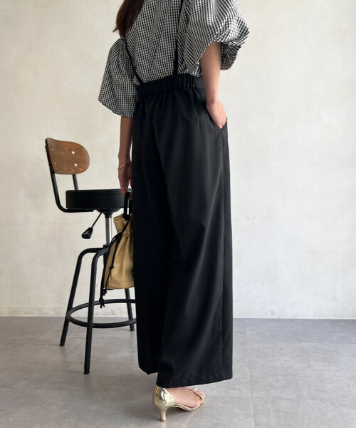 Chez toi（シェトワ）の「サス付ワイドパンツ（その他パンツ・レディース・ブラック/グレイッシュベージュ/ブルー・FREE）」の8枚目の写真