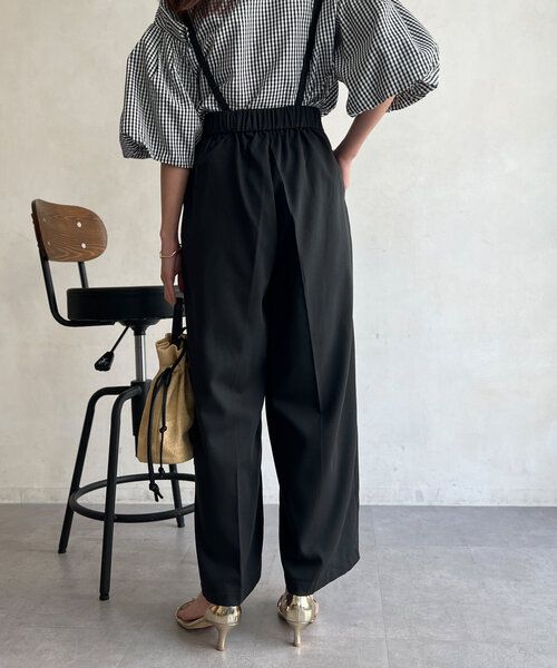 Chez toi（シェトワ）の「サス付ワイドパンツ（その他パンツ・レディース・ブラック/グレイッシュベージュ/ブルー・FREE）」の9枚目の写真