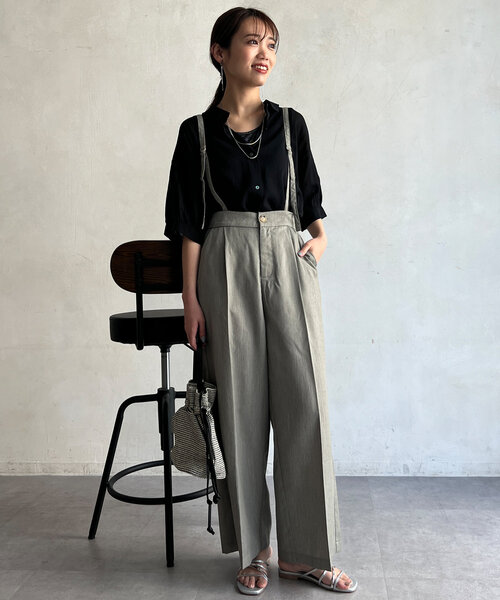 Chez toi（シェトワ）の「サス付ワイドパンツ（その他パンツ・レディース・ブラック/グレイッシュベージュ/ブルー・FREE）」の12枚目の写真