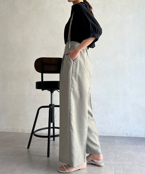Chez toi（シェトワ）の「サス付ワイドパンツ（その他パンツ・レディース・ブラック/グレイッシュベージュ/ブルー・FREE）」の17枚目の写真