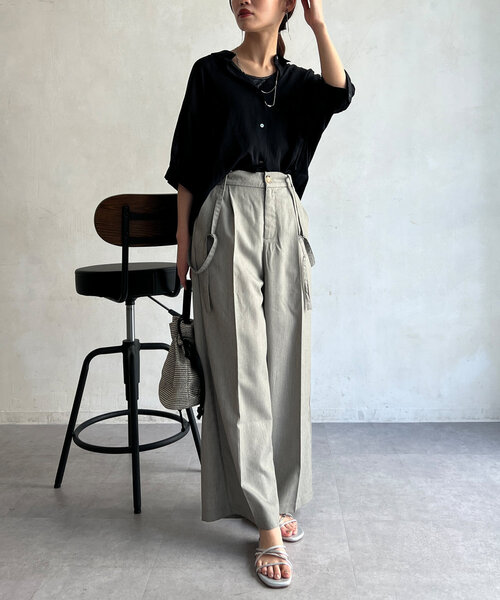 Chez toi（シェトワ）の「サス付ワイドパンツ（その他パンツ・レディース・ブラック/グレイッシュベージュ/ブルー・FREE）」の20枚目の写真