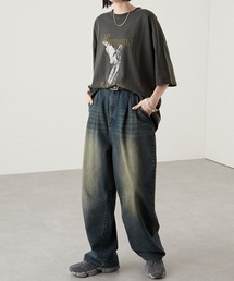 Alfred Alex（アルフレッドアレックス）の「【Alfred Alex】ヴィンテージメイクデザイン ビッグピグメント半袖プリント刺繍Tシャツ（Tシャツ/カットソー）」