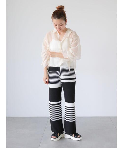 Lugnoncure(ルノンキュール)の「柄アソートニットリブパンツ(その他パンツ・レディース・ブルー/ブラック/オフホワイト・F)」の4枚目の写真