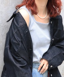 DOUBLE NAME | 前後2WAYラメリブタンク(タンクトップ)