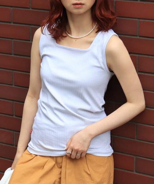 DOUBLE NAME（ダブルネーム）の「前後2WAYラメリブタンク（タンクトップ・レディース・ブラック/グレー/ホワイト/ベージュ・FREE）」の13枚目の写真