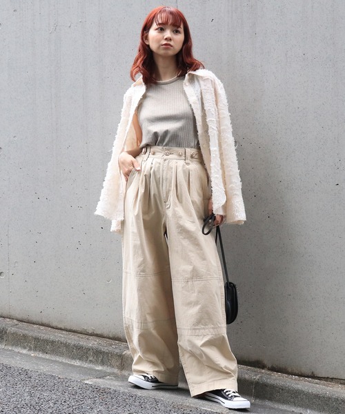 DOUBLE NAME（ダブルネーム）の「前後2WAYラメリブタンク（タンクトップ・レディース・ブラック/グレー/ホワイト/ベージュ・FREE）」の17枚目の写真