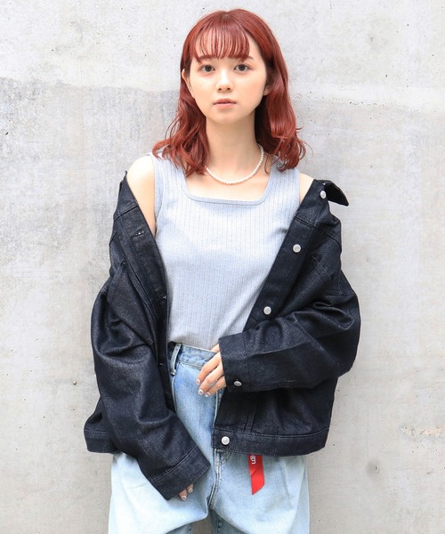 DOUBLE NAME（ダブルネーム）の「前後2WAYラメリブタンク（タンクトップ・レディース・ブラック/グレー/ホワイト/ベージュ・FREE）」の21枚目の写真