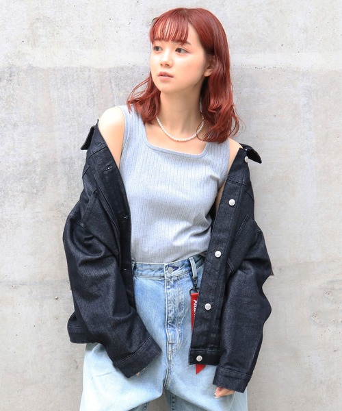 DOUBLE NAME（ダブルネーム）の「前後2WAYラメリブタンク（タンクトップ・レディース・ブラック/グレー/ホワイト/ベージュ・FREE）」の22枚目の写真