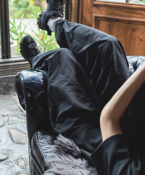 417 EDIFICE（フォーワンセブンエディフィス）の「サッカー ワイドイージーパンツ（スラックス・メンズ・ブラック/ベージュ・MEDIUM/LARGE）」の15枚目の写真