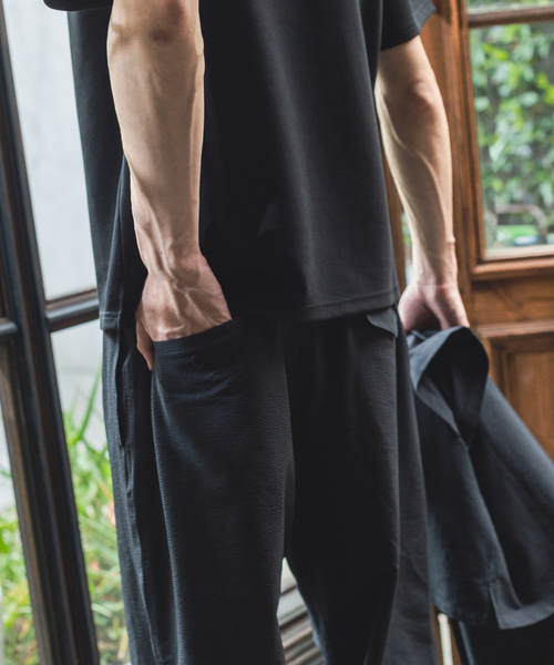 417 EDIFICE（フォーワンセブンエディフィス）の「サッカー ワイドイージーパンツ（スラックス・メンズ・ブラック/ベージュ・MEDIUM/LARGE）」の22枚目の写真