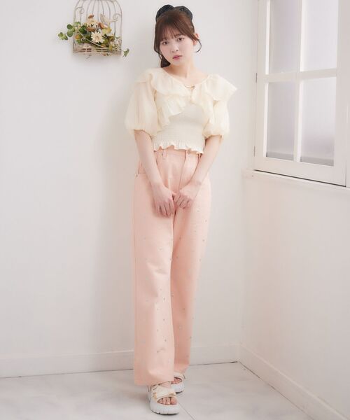 ems excite（エムズエキサイト）の「プレートフリルボレロSET（シャツ/ブラウス・レディース・ブラック/ナチュラル/ブルー・FREE）」の4枚目の写真