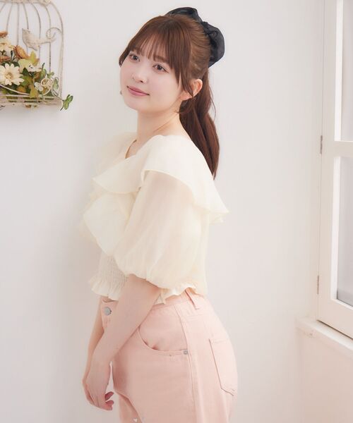 ems excite（エムズエキサイト）の「プレートフリルボレロSET（シャツ/ブラウス・レディース・ブラック/ナチュラル/ブルー・FREE）」の10枚目の写真