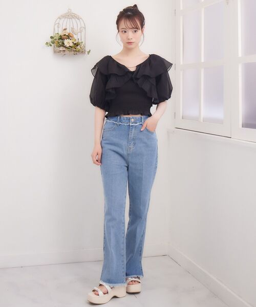 ems excite（エムズエキサイト）の「プレートフリルボレロSET（シャツ/ブラウス・レディース・ブラック/ナチュラル/ブルー・FREE）」の16枚目の写真