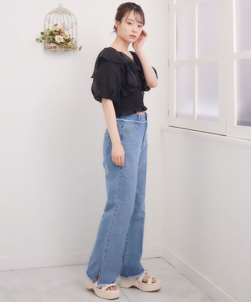 ems excite（エムズエキサイト）の「プレートフリルボレロSET（シャツ/ブラウス・レディース・ブラック/ナチュラル/ブルー・FREE）」の17枚目の写真