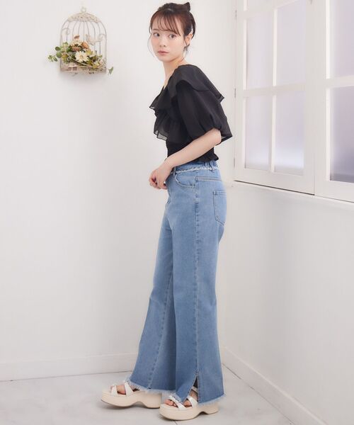 ems excite（エムズエキサイト）の「プレートフリルボレロSET（シャツ/ブラウス・レディース・ブラック/ナチュラル/ブルー・FREE）」の18枚目の写真