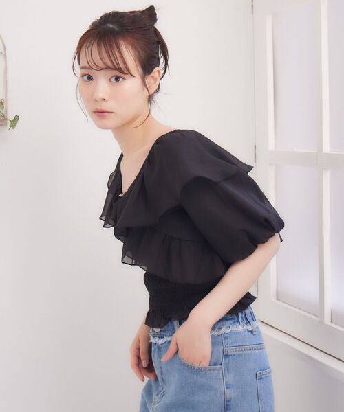 ems excite（エムズエキサイト）の「プレートフリルボレロSET（シャツ/ブラウス・レディース・ブラック/ナチュラル/ブルー・FREE）」の22枚目の写真