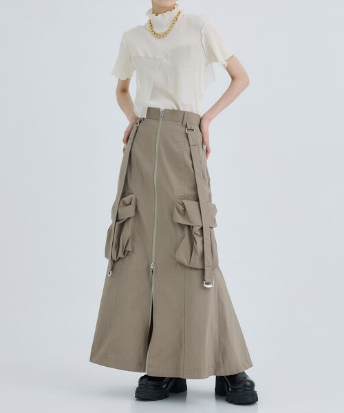 STUDIOUS（ステュディオス）の「【STUDIOUS/ステュディオス】Zip Up Military Skirt/ジップアップミリタリースカート（スカート・レディース・ブラック/ベージュ・1/2）」の17枚目の写真