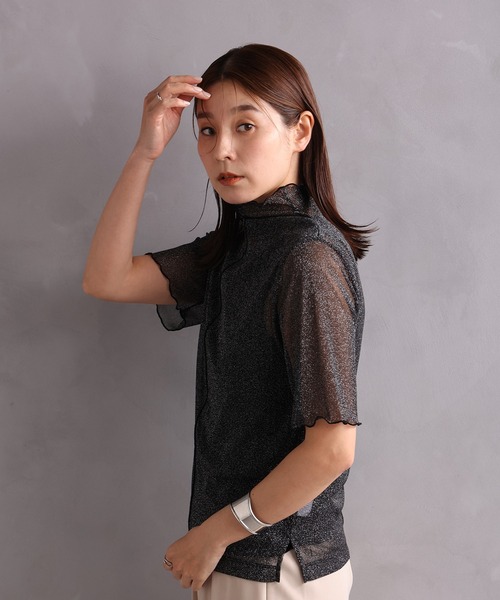 ONE'S TRUE(ワンズトゥルー)の「チュールハイネックプルオーバー(Tシャツ/カットソー・レディース・ベージュ/ブラック/チャコールグレー・L/M)」の13枚目の写真