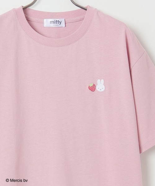 Honeys（ハニーズ）の「ミッフィー／ゆるＴシャツ（Tシャツ/カットソー・レディース・グリーン/ピンク/ホワイト/ベージュ/スミクロ・LL/SS/L/M/S）」の5枚目の写真