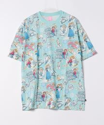 親子お揃い ディズニー ステッカー風総柄 Tシャツ 9534A
