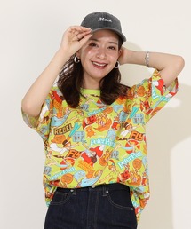 親子お揃い ディズニー ステッカー風総柄 Tシャツ 9534A