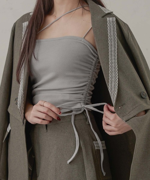 Ambre Neige(アンブルネージュ)の「【カップ付き】サイドリボンドロストキャミソール/【WEB/EC限定商品】(キャミソール・レディース・ライトブルー/ライトグレー/ブラック/オフホワイト・FREE)」の3枚目の写真
