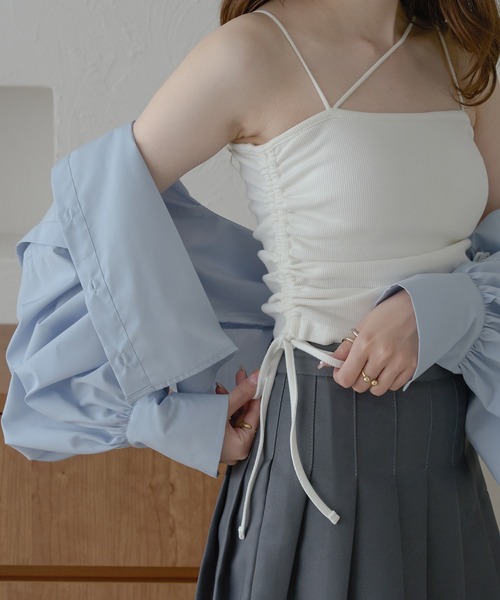 Ambre Neige(アンブルネージュ)の「【カップ付き】サイドリボンドロストキャミソール/【WEB/EC限定商品】(キャミソール・レディース・ライトブルー/ライトグレー/ブラック/オフホワイト・FREE)」の7枚目の写真