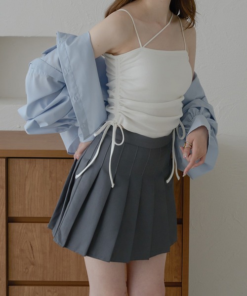 Ambre Neige(アンブルネージュ)の「【カップ付き】サイドリボンドロストキャミソール/【WEB/EC限定商品】(キャミソール・レディース・ライトブルー/ライトグレー/ブラック/オフホワイト・FREE)」の6枚目の写真