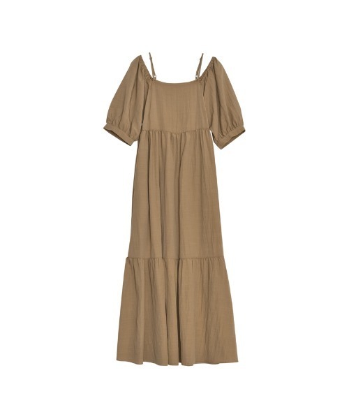 セール】[新色追加][低身長サイズ有]パフスリーブティアードワンピース