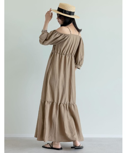 Re:EDIT（リエディ）の「[新色追加][低身長サイズ有]パフスリーブティアードワンピース（ワンピース・レディース・ベージュ/グリーン/ブラック/ブルー・LARGE/MEDIUM/SHORT）」の18枚目の写真