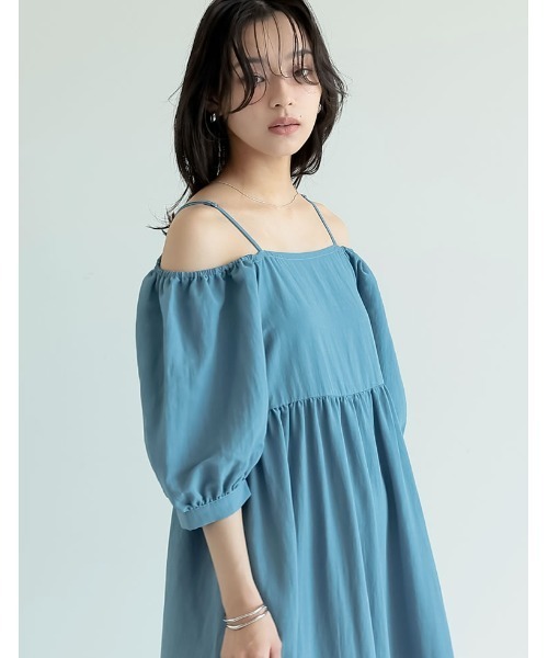 Re:EDIT（リエディ）の「[新色追加][低身長サイズ有]パフスリーブティアードワンピース（ワンピース・レディース・ベージュ/グリーン/ブラック/ブルー・LARGE/MEDIUM/SHORT）」の21枚目の写真