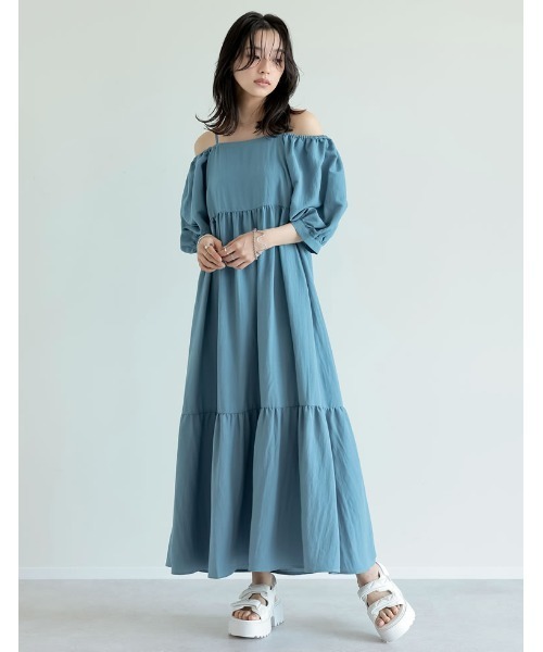 バーバリーブルーレーベル 半袖パフスリーブニットワンピース