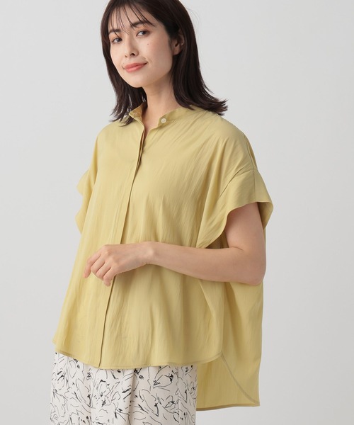 Elura（エルーラ）の「艶とろバンドカラーブラウス/124116（シャツ/ブラウス・レディース・ライトイエロー/グレイッシュベージュ/ネイビー・MEDIUM/SMALL/LARGE）」の9枚目の写真