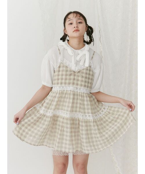 merry jenny(メリージェニー)の「checkフレアベビードール(キャミソール・レディース・ブルー/ブラック/ベージュ・FREE)」の11枚目の写真