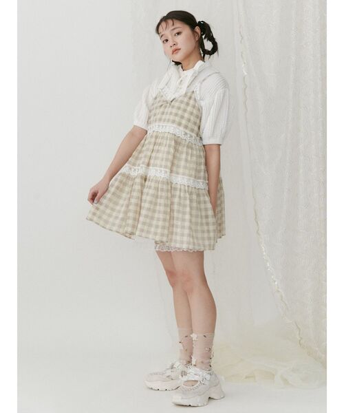 merry jenny(メリージェニー)の「checkフレアベビードール(キャミソール・レディース・ブルー/ブラック/ベージュ・FREE)」の15枚目の写真
