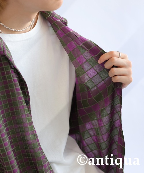 ハーフスリーブチャックシャツ（シャツ/ブラウス）｜antiqua