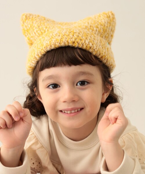 BEAMS mini（ビームスミニ）の「ネコミミ ニット ワッチキャップ 2024FW（ニットキャップ/ビーニー・キッズ・イエロー/ピンク/ネイビー・S(51-52cm）/M(53-54cm)）」の2枚目の写真