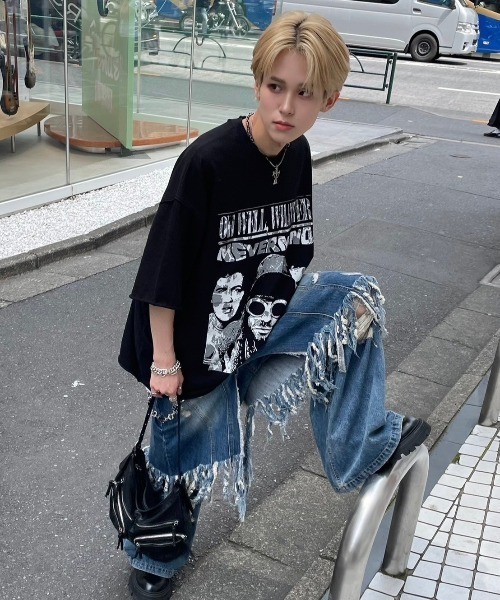 XU(エックスユー)の「【XU】print damage tee(Tシャツ/カットソー・メンズ・ブラック/ホワイト・ONE SIZE)」の13枚目の写真