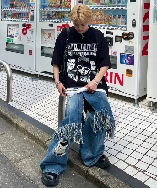 XU(エックスユー)の「【XU】print damage tee(Tシャツ/カットソー・メンズ・ブラック/ホワイト・ONE SIZE)」の9枚目の写真