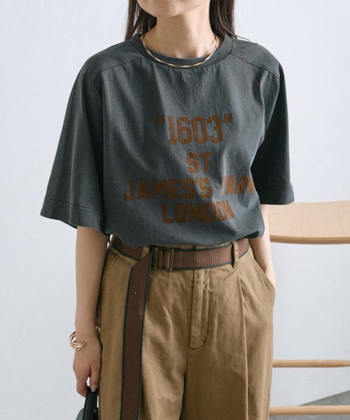 PUAL CE CIN(ピュアルセシン)の「フロッキープリントTシャツ(Tシャツ/カットソー・レディース・グレイッシュベージュ/スミクロ/ブラウン・FREE)」の2枚目の写真