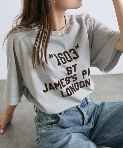 PUAL CE CIN(ピュアルセシン)の「フロッキープリントTシャツ(Tシャツ/カットソー・レディース・グレイッシュベージュ/スミクロ/ブラウン・FREE)」の3枚目の写真