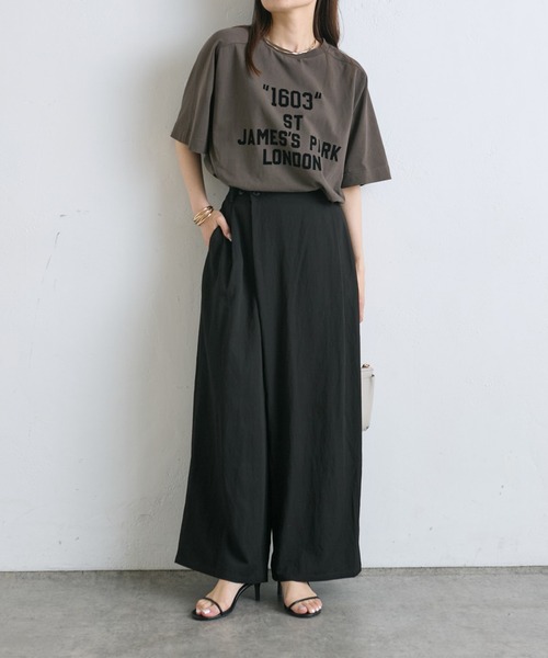 PUAL CE CIN(ピュアルセシン)の「フロッキープリントTシャツ(Tシャツ/カットソー・レディース・グレイッシュベージュ/スミクロ/ブラウン・FREE)」の20枚目の写真