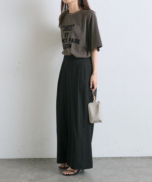 PUAL CE CIN(ピュアルセシン)の「フロッキープリントTシャツ(Tシャツ/カットソー・レディース・グレイッシュベージュ/スミクロ/ブラウン・FREE)」の21枚目の写真