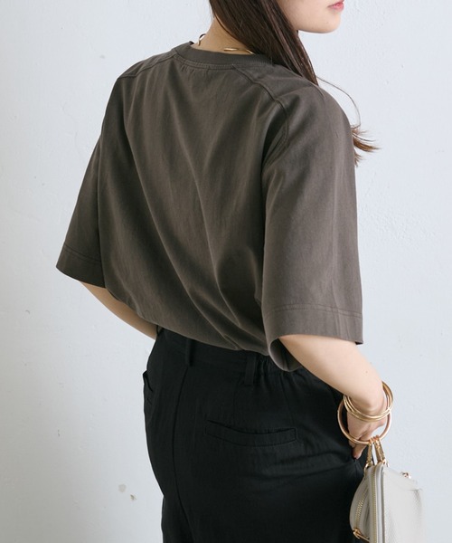 PUAL CE CIN(ピュアルセシン)の「フロッキープリントTシャツ(Tシャツ/カットソー・レディース・グレイッシュベージュ/スミクロ/ブラウン・FREE)」の19枚目の写真