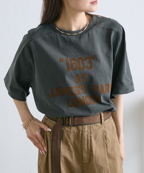 フロッキープリントTシャツ　ピュアルセシン フロッキープリントTシャツ（Tシャツ/カットソー）｜PUAL CE CIN