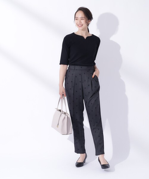 DRESKIP(ドレスキップ)の「◆女性らしさをプラスする テレコハートネック 5分袖トップス(Tシャツ/カットソー・レディース・ブラック/ブルーグリーン/アイボリー/ブラック系2・03/02/04)」の16枚目の写真