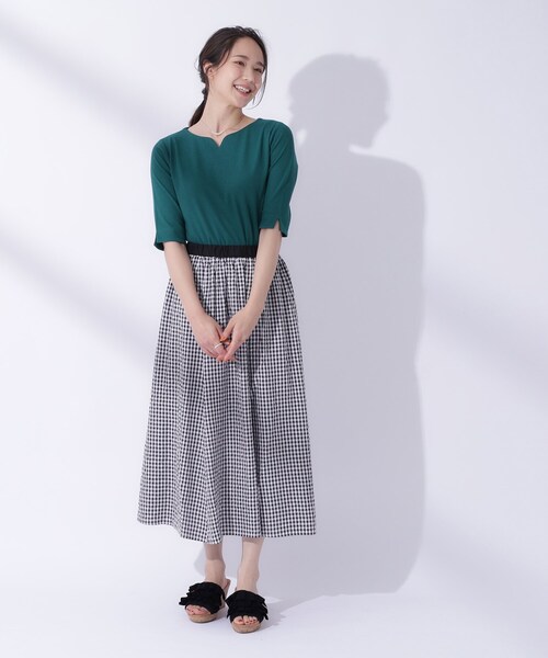 DRESKIP(ドレスキップ)の「◆女性らしさをプラスする テレコハートネック 5分袖トップス(Tシャツ/カットソー・レディース・ブラック/ブルーグリーン/アイボリー/ブラック系2・03/02/04)」の20枚目の写真