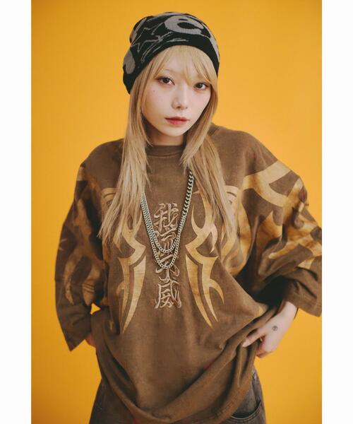 GALFY（ガルフィー）の「GALFY/ガルフィー/【LHP別注】ピグメントドルマン中二病BIG TEE（Tシャツ/カットソー・メンズ・ブラック/ブラウン・LARGE/X-LARGE）」の4枚目の写真