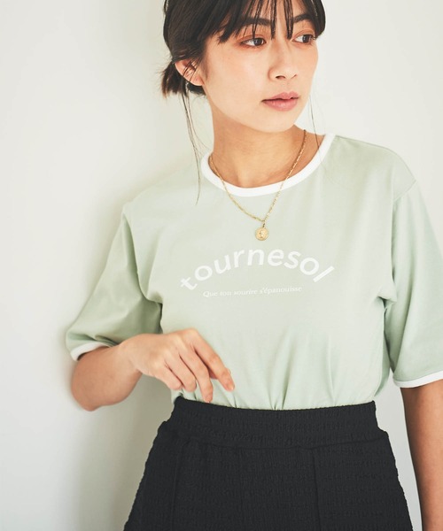 mil(ミル)の「ロゴリンガーTシャツ(Tシャツ/カットソー・レディース・グレイッシュベージュ/オレンジ/ミント/アッシュグレー・S/XS)」の3枚目の写真