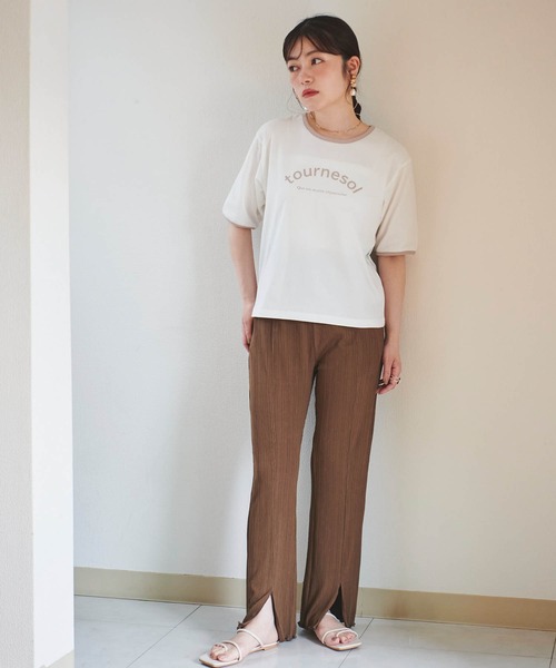 mil(ミル)の「ロゴリンガーTシャツ(Tシャツ/カットソー・レディース・グレイッシュベージュ/オレンジ/ミント/アッシュグレー・S/XS)」の7枚目の写真